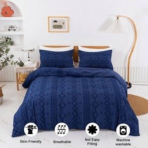 Duvet Cover Set for Comforter Blue Colors Ultra Soft 3PC Queen-size